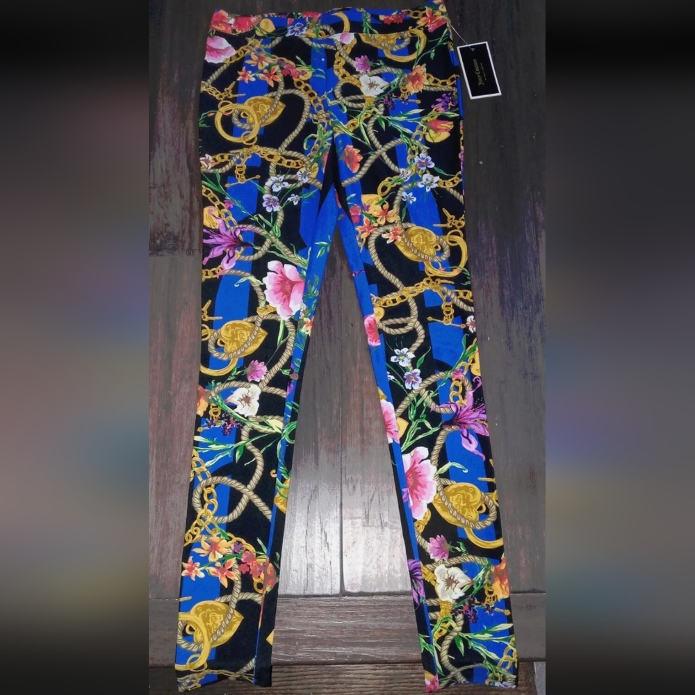 NWT! JUICY COUTURE LeggingsRare! 'Brt Lapis Grdn Bloom Printed Leggings' XSmall